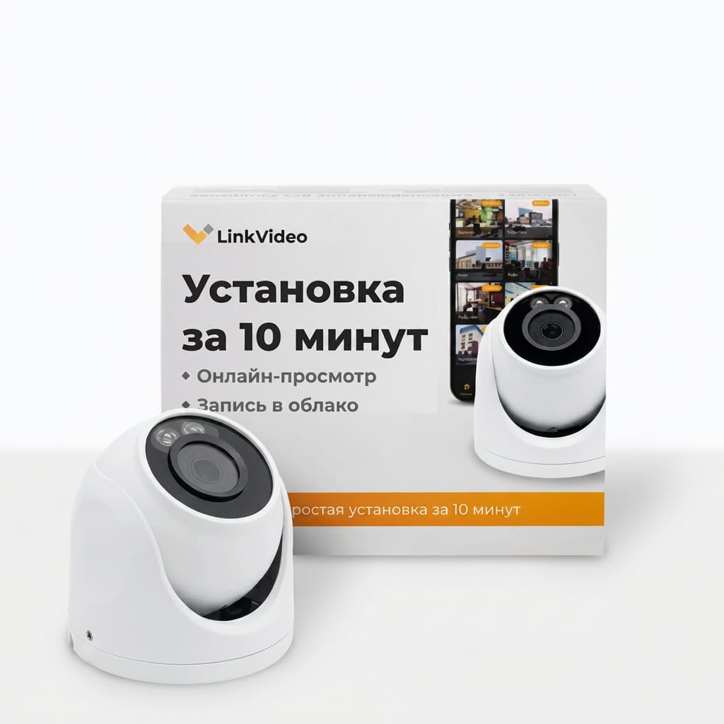 Комплект видеонаблюдения с купольной камерой для помещений и улицы